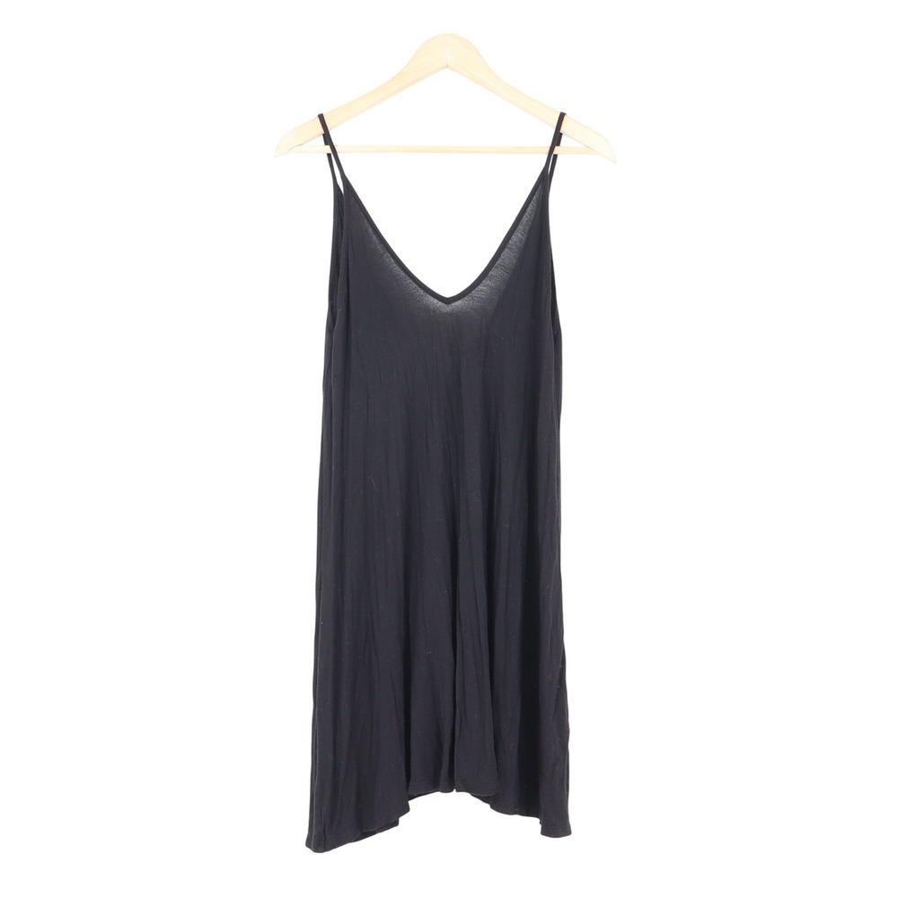 Popular Basics Black Mini Dress Spaghetti Strap V-Neck L